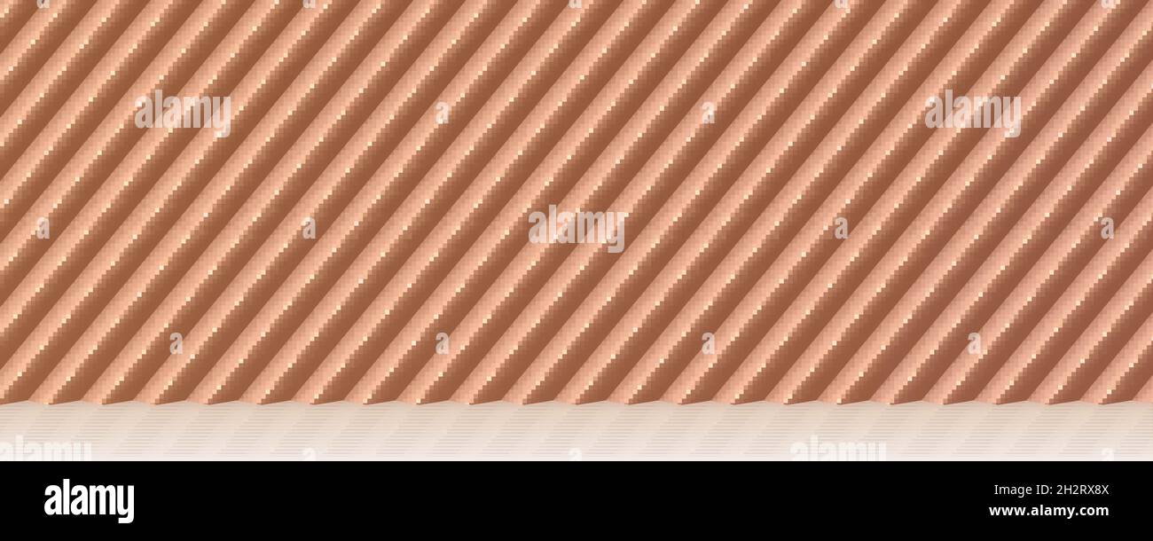 Studio per la dimostrazione dei prodotti. Motivo geometrico minimalista sullo sfondo. Colore arancione. Illustrazione Vettoriale