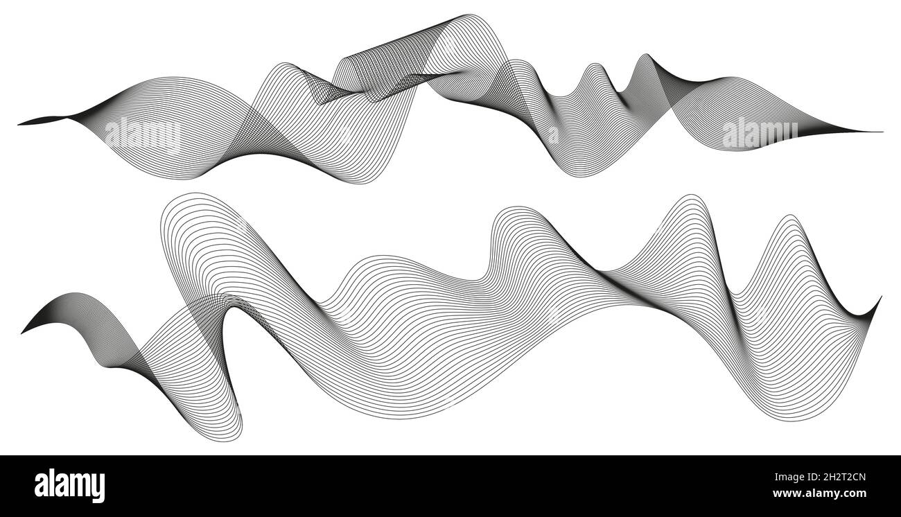 Righe astratte ondulate. Elementi vettoriali curvi per design musicale. Equalizzatore audio digitale. Illustrazione Vettoriale