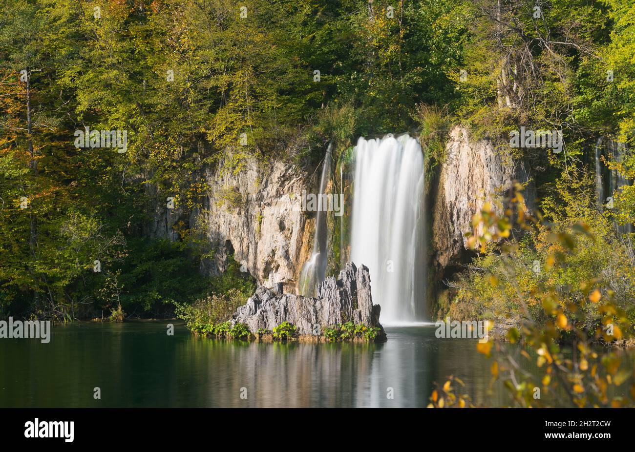 Laghi di Plitvice del parco nazionale della Croazia, autunno Foto Stock