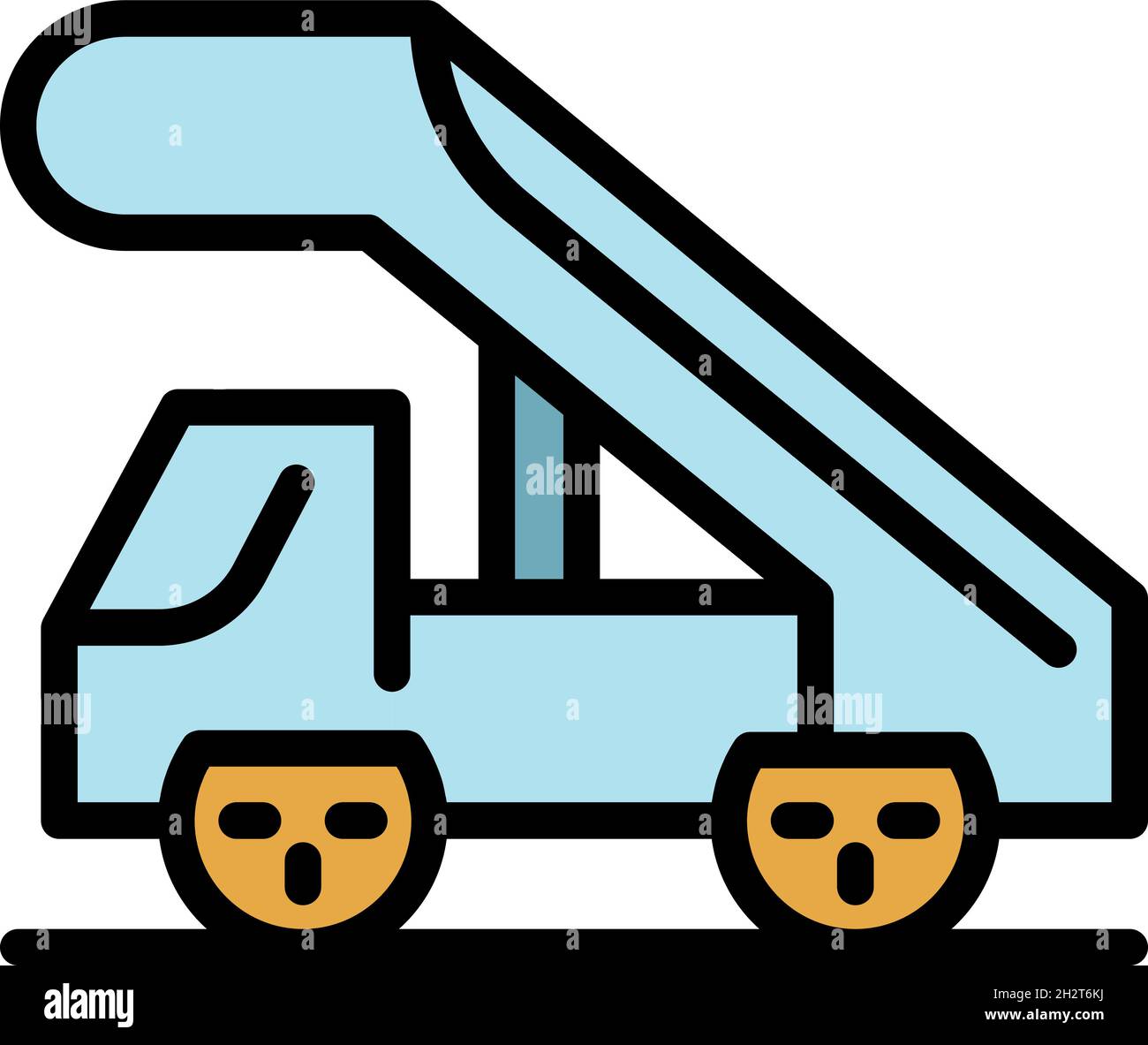 Icona del carrello della trappola dell'aeroplano. Contorno trappola aereo camion vettore icona colore piatto isolato Illustrazione Vettoriale