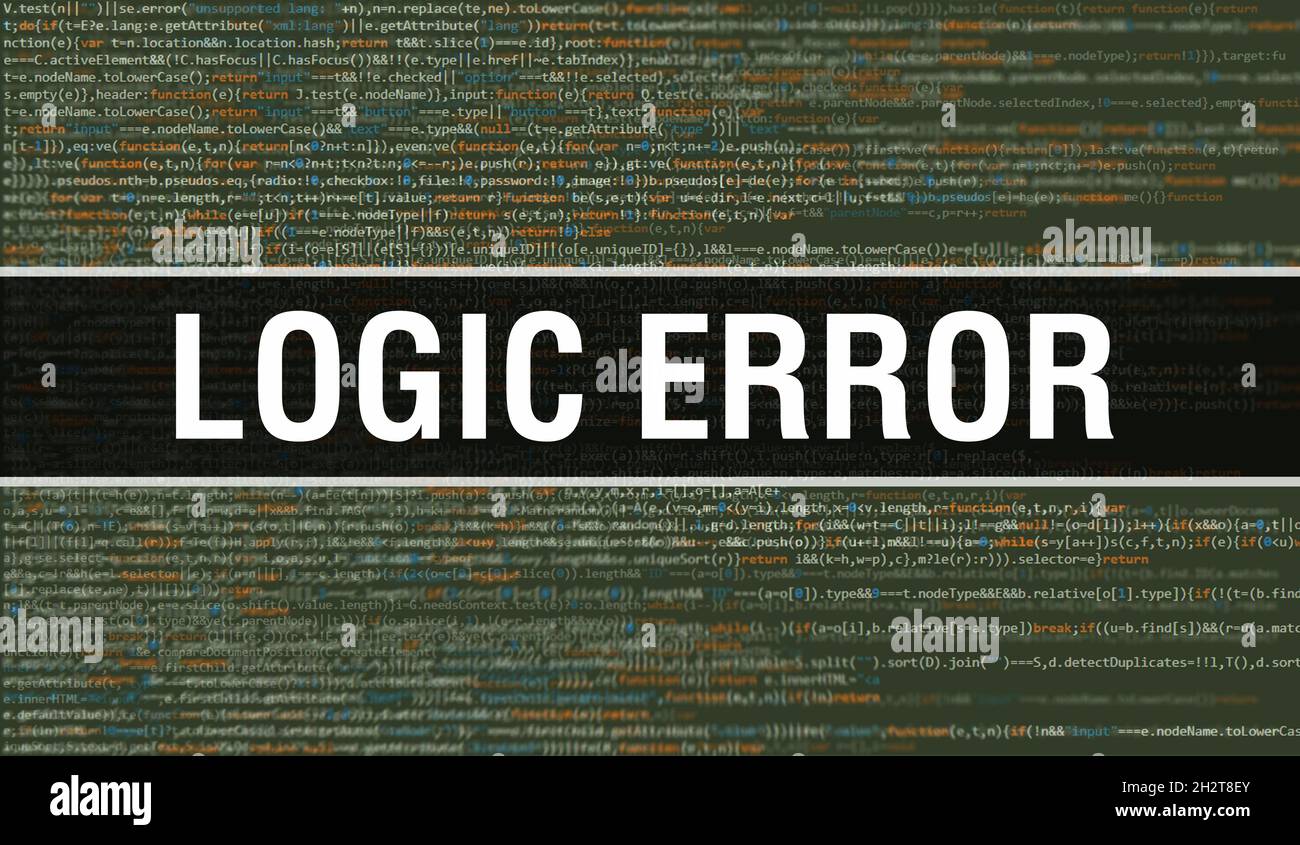 Errore logico con background della tecnologia digitale del codice binario. Sfondo astratto con codice programma ed errore logico. Tecnologia di programmazione e codifica b Foto Stock