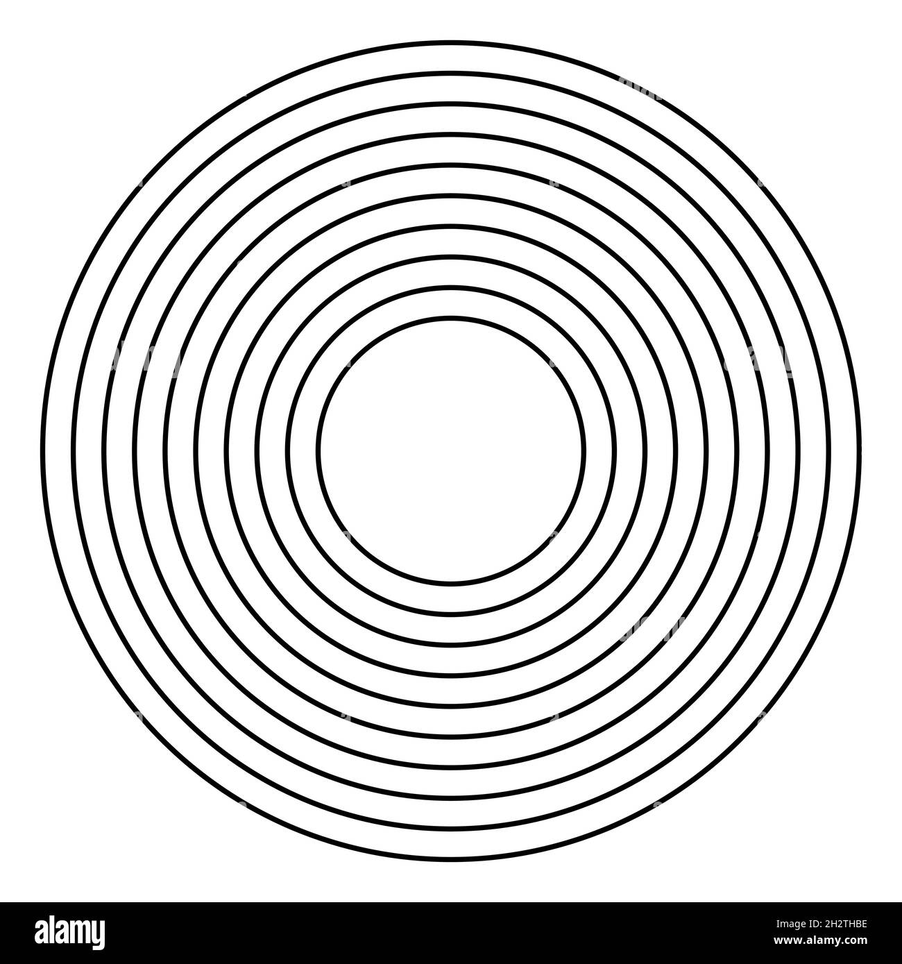Cerchio. Cerchi neri pochi come cerchi sull'acqua divergono o obiettivo. Uno in uno Illustrazione Vettoriale