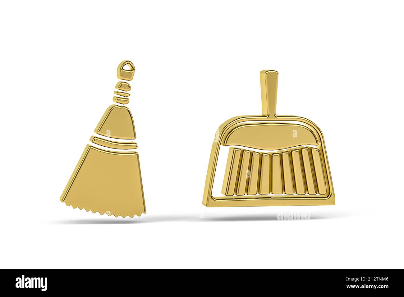 Icona Golden 3d accessori bagno isolato su sfondo bianco - rendering 3d Foto Stock