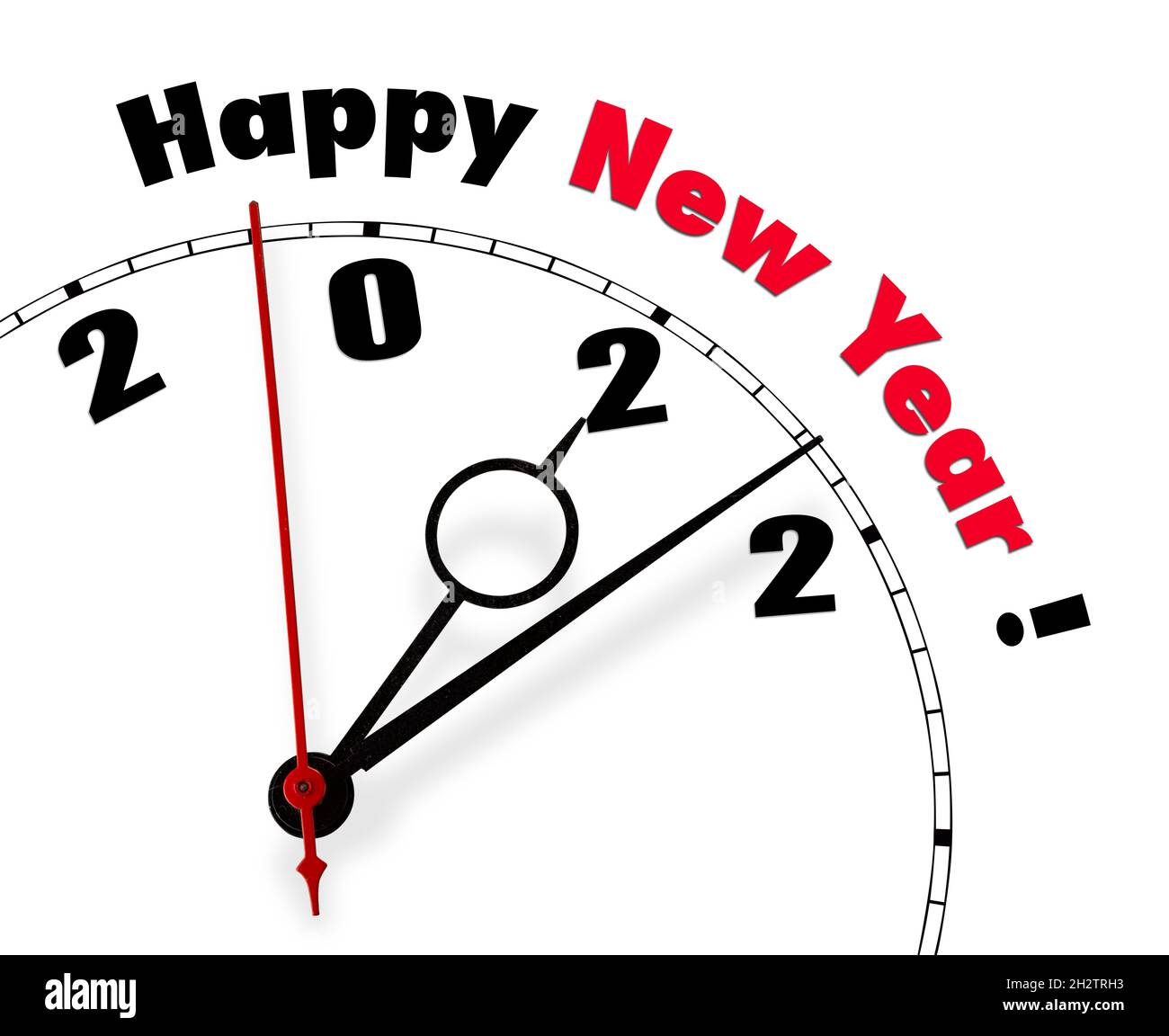 Orologio bianco con parole felice anno nuovo 2022 Foto stock - Alamy