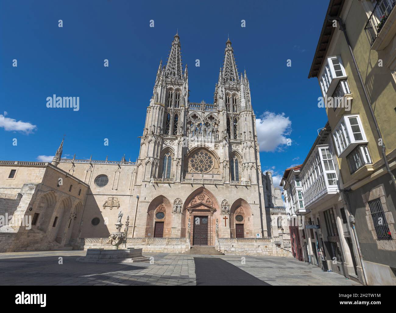 Facciata della cattedrale di Burgos, Spagna Foto Stock