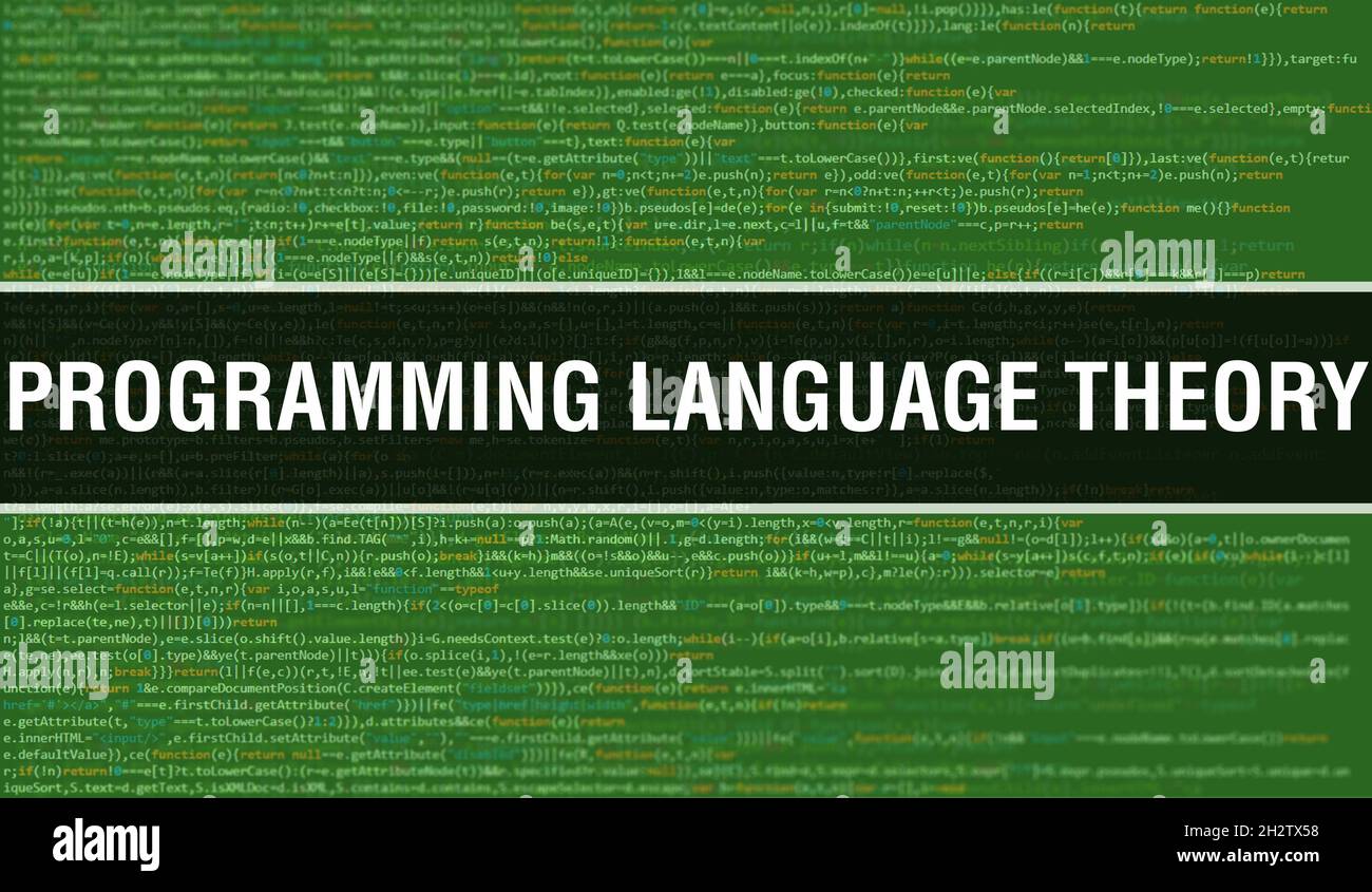 Teoria del linguaggio di programmazione con background di tecnologia digitale del codice binario. Background astratto con codice di programma e teoria del linguaggio di programmazione. Pro Foto Stock