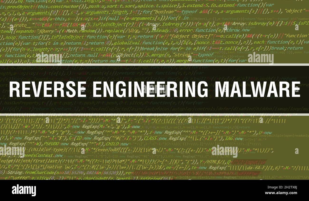 Reverse Engineering malware with Abstract Technology Binary code background.Digital binary data and Secure Data Concept. Software Foto Stock