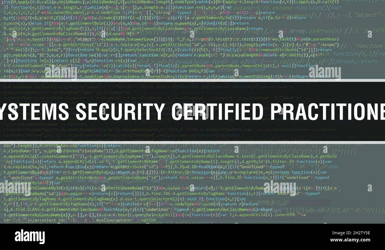 System Security Certified Practitioner with Abstract Technology Binary code background.Digital binary data and Secure Data Concept. Software Foto Stock