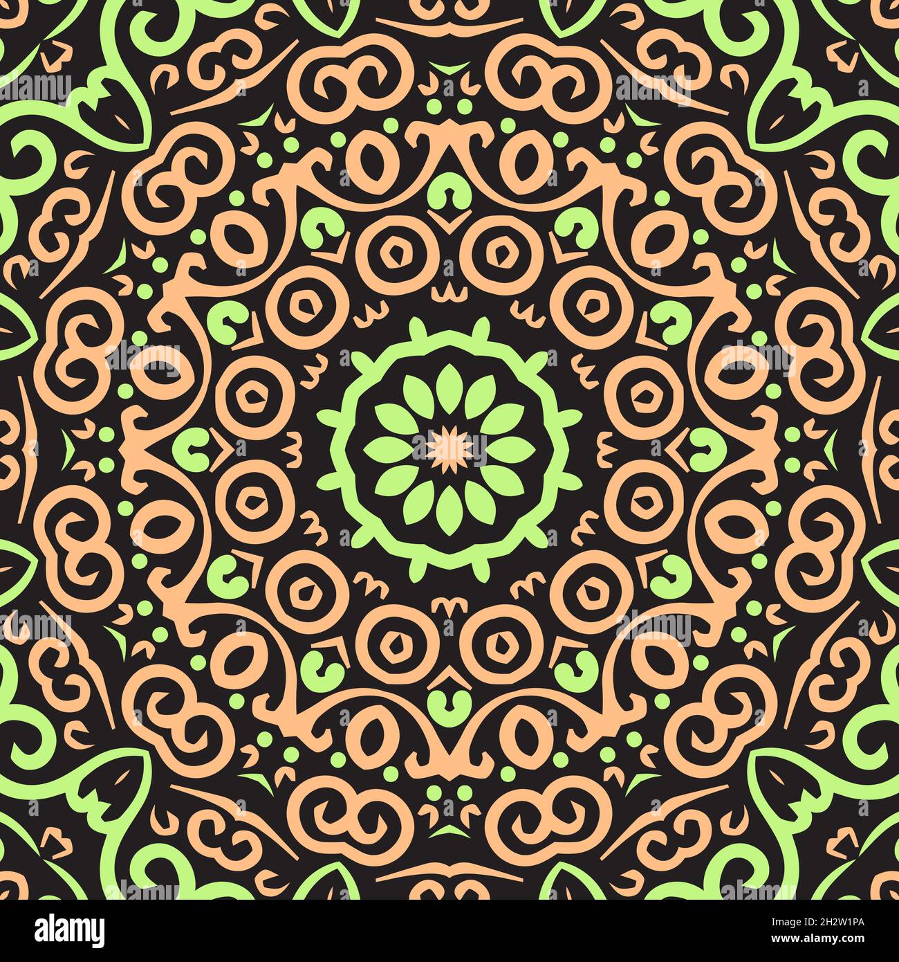 Senza cuciture floreali mandala block pattern.colorful ornamentale design.Luxurious modello senza giunture per piastrelle, tessuto, carta da parati straccio.Oriental. Illustrazione Vettoriale