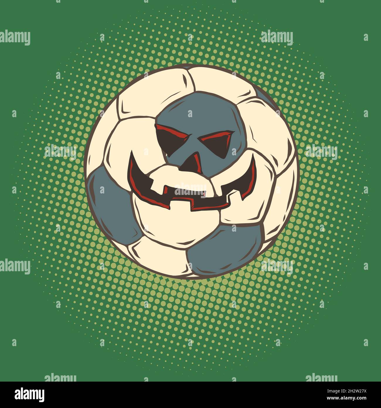 halloween zucca faccia calcio palla di calcio, articoli sportivi Illustrazione Vettoriale