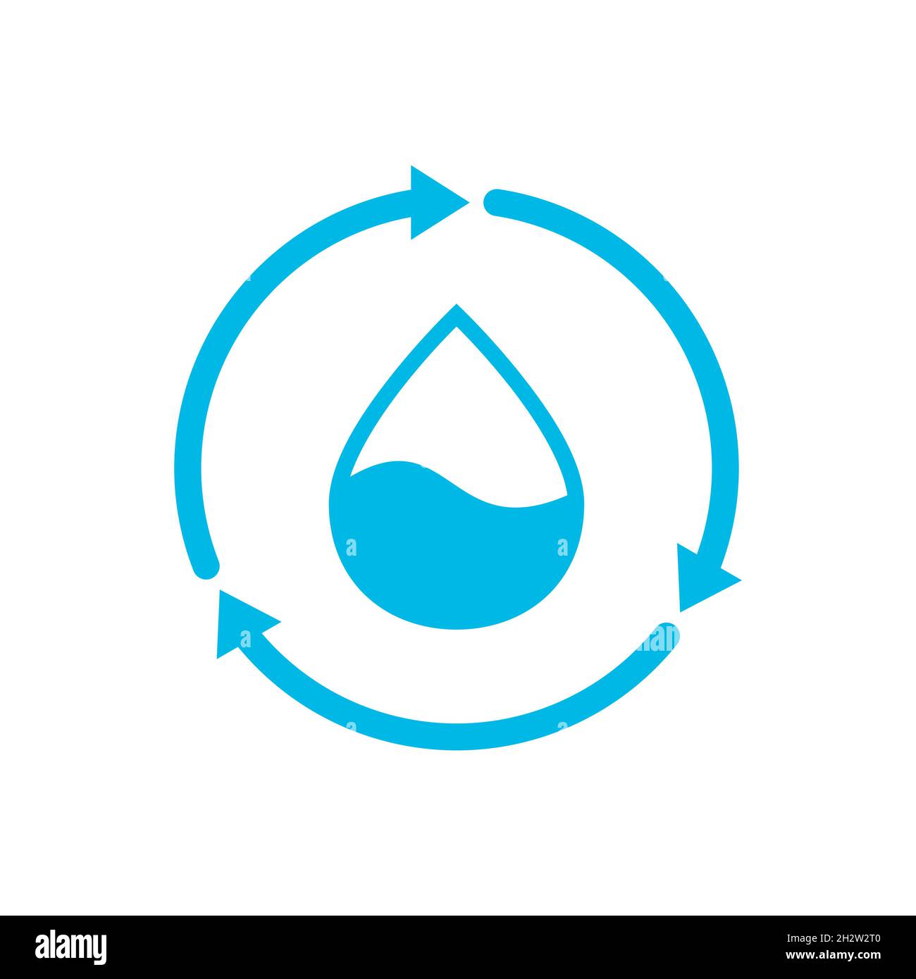 Icona dell'acqua di riciclo. Goccia d'acqua blu all'interno delle frecce circolari. Risorse sostenibili. Riutilizzo o bonifica dell'acqua. Idea di restauro ambientale. Vettore Illustrazione Vettoriale