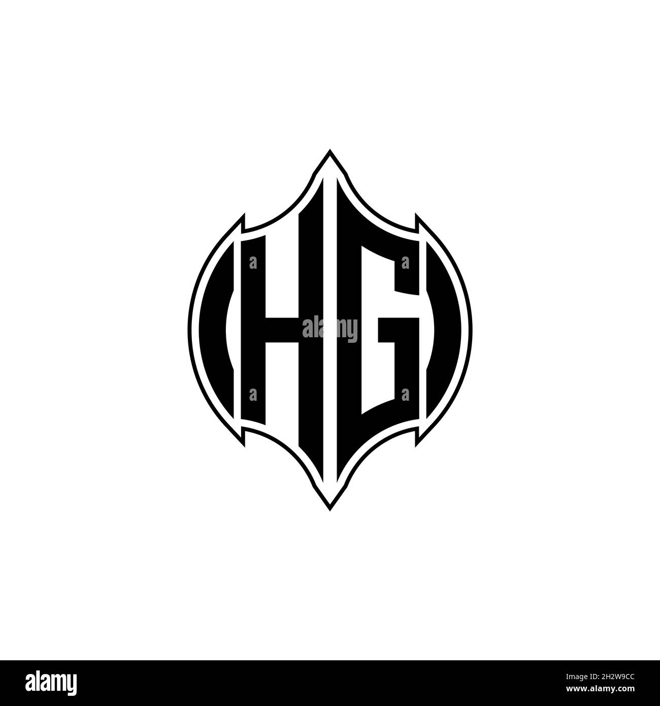 LETTERA del logo Hg monogramma con linea Gemoterica forma arrotondata su sfondo isolato, monogramma con lettere ombreggiate Illustrazione Vettoriale