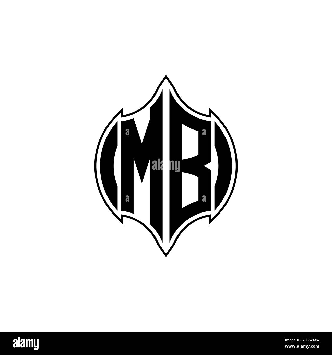 MB lettera del logo monogramma con linea Gemoteric forma arrotondata disegno su sfondo isolato, lettera con ombreggiatura monogramma Illustrazione Vettoriale