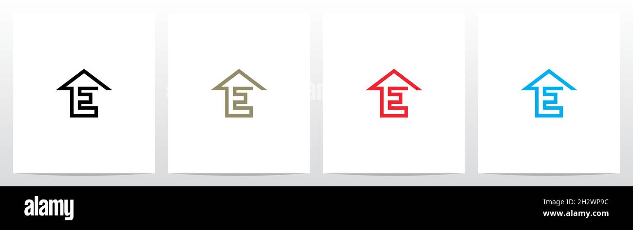 House Roof sulla parte superiore della lettera Logo Design e Illustrazione Vettoriale