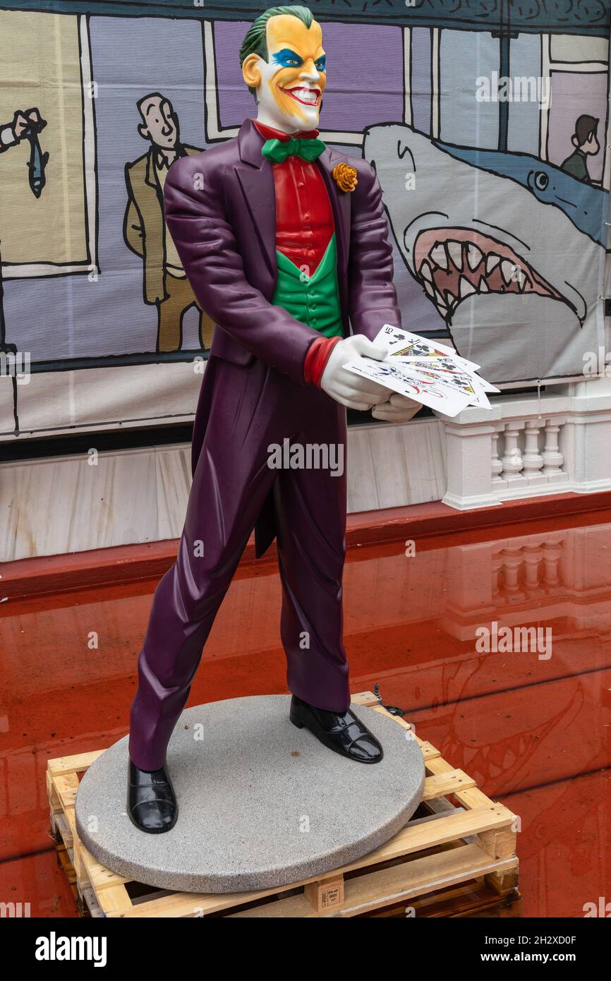 A Coruna, Spagna, 14 agosto 2021. Il personaggio comico di El Joker al Salon del Comic nella città di una Coruna in Galizia Foto Stock