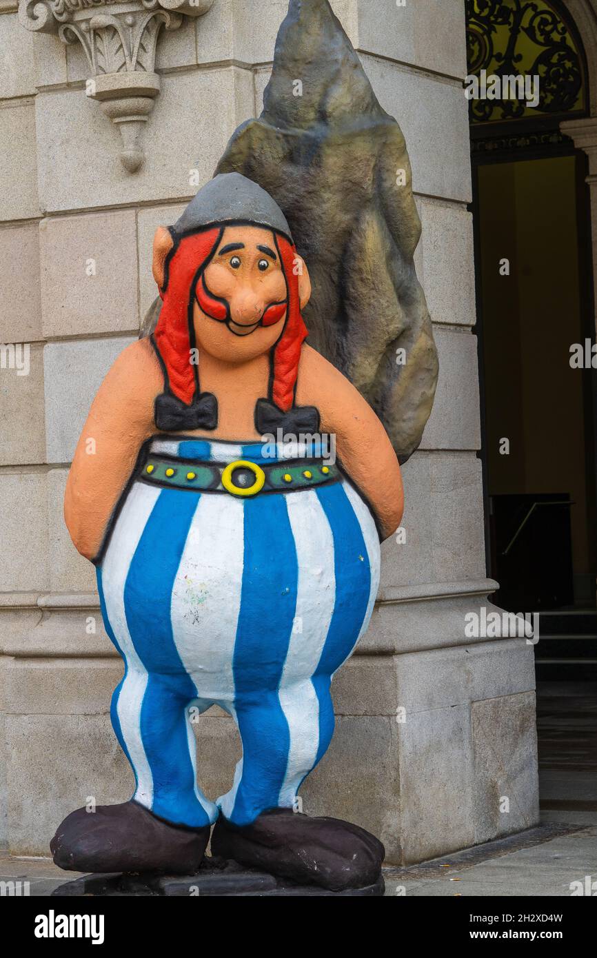 A Coruna, Spagna, 15 agosto 2021. Personaggio fumetto Asterix al Salon del Comic nella città di una Coruna in Galizia Foto Stock