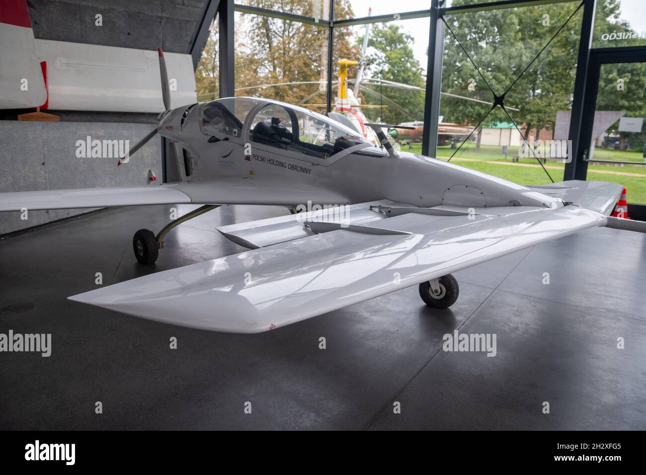 Cracovia Polonia Settembre 2021 velivolo prototipo a doppia ala, ad ala anteriore presso il museo dell'aviazione di Cracovia, polonia. Foto Stock