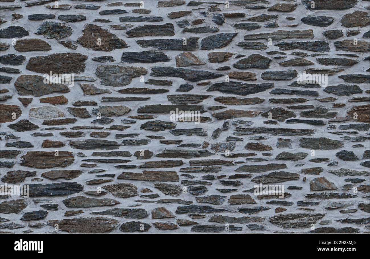 Rendering 3D - sfondo della trama della parete di pietra. Dettagli di alta qualità Foto Stock
