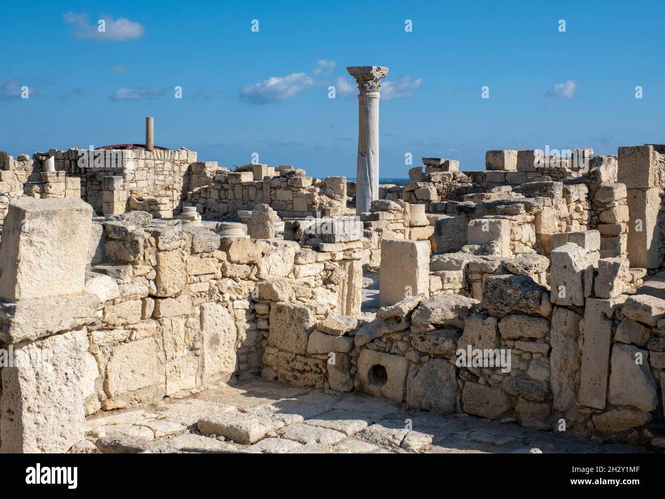 Le rovine della Basilica dei primi cristiani nel sito archeologico di Kourion, Cipro. Foto Stock