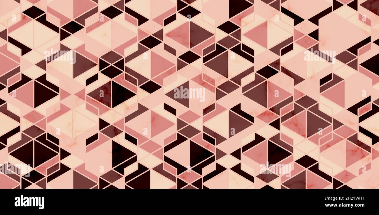 Motivo geometrico con lusso di forma poligonale di sfondo rosa e texture marmorea Illustrazione Vettoriale