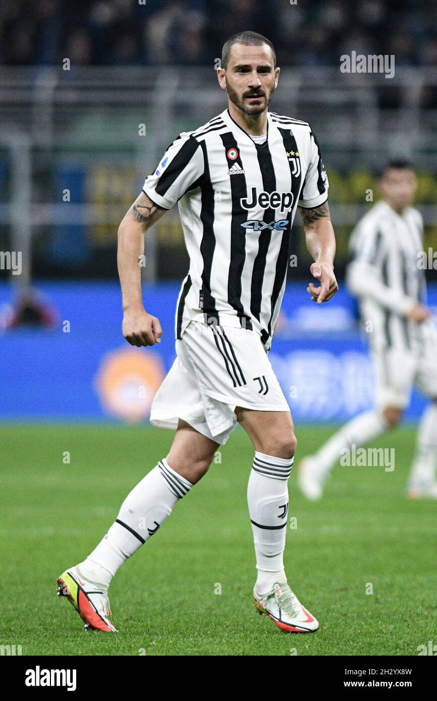 Milano, Italia - 24 Ottobre 2021: Leonardo Bonucci di Juventus durante la Serie A Campionato Italiano di calcio FC Internazionale vs Juventus allo Stadio San Siro Foto Stock