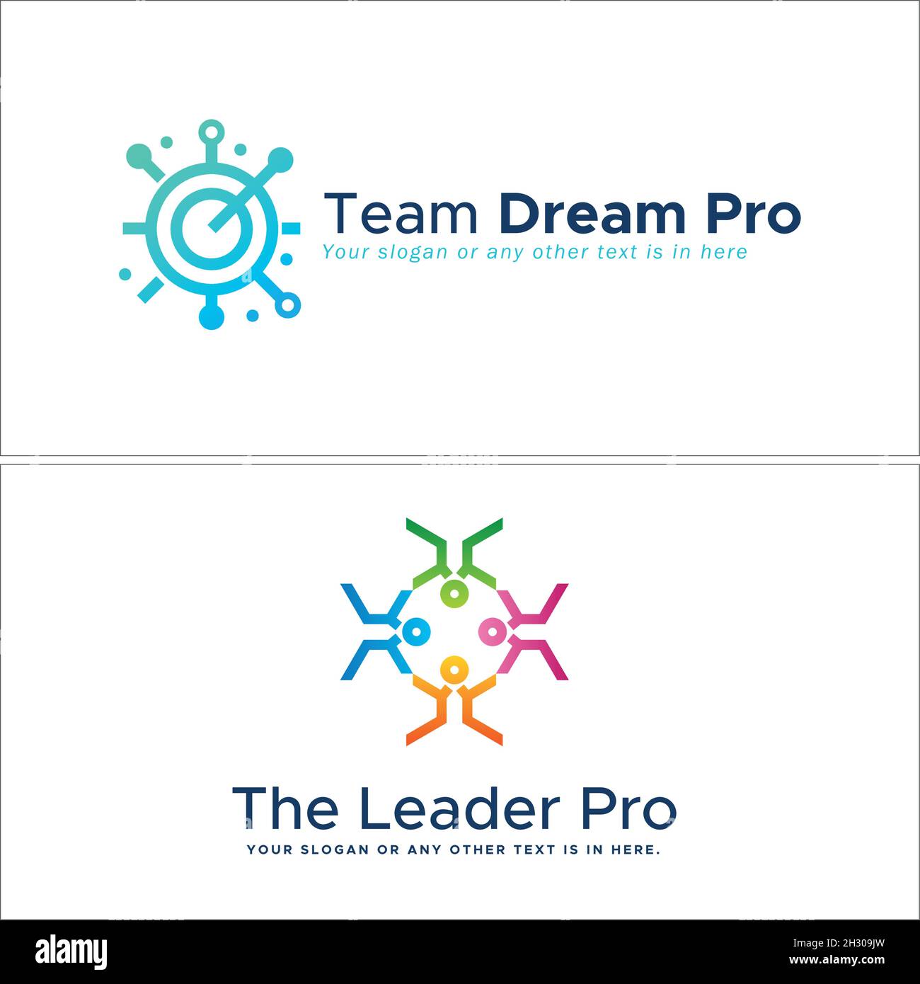 Tecnologia moderna rete digitale colorato persone logo design Illustrazione Vettoriale