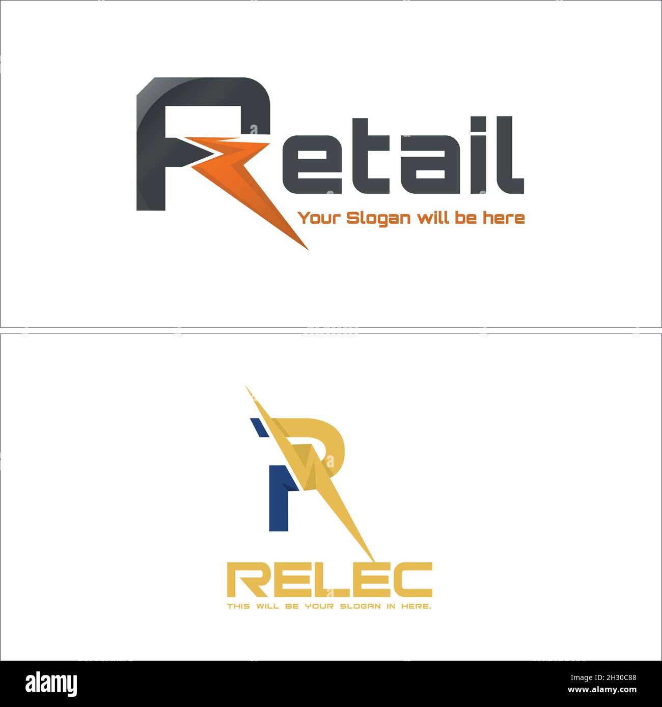 Moderno business retail fulmine luminoso logo R iniziale Illustrazione Vettoriale