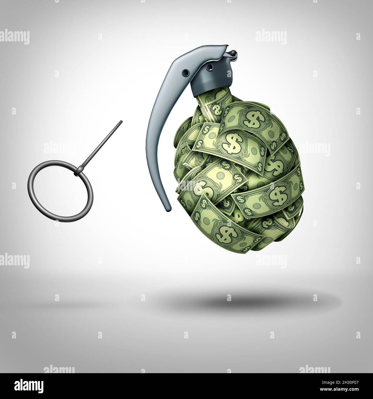 Iperinflazione e concetto di inflazione globale o economia sopravvalutata come crisi finanziaria e prezzi gonfiati come rischio finanziario per gli investitori. Foto Stock