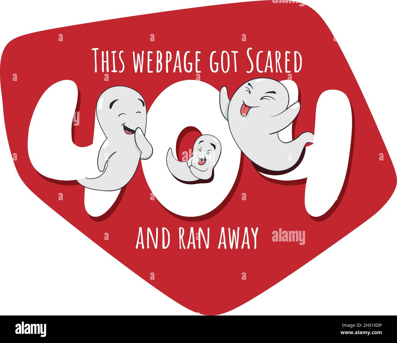 404 messaggio di errore. Messaggio pagina Web non trovata. Halloween cute Ghost ha spaventato la pagina web via messaggio di errore. Pagina Oops non trovata. Illustrazione Vettoriale