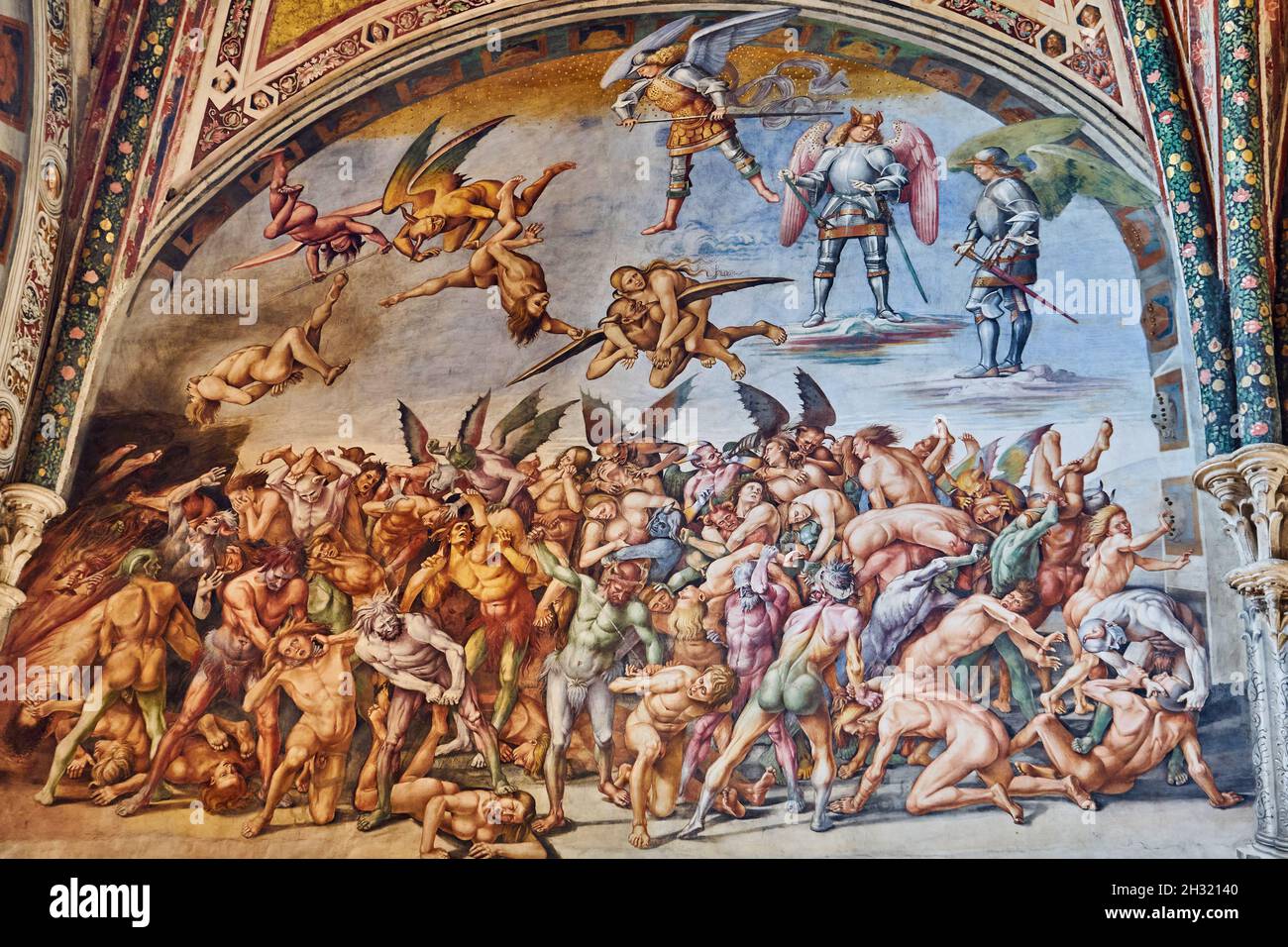 Das Jüngste Gericht, die Verdammten, Freskenzyklus von Luca Signorelli, Kapelle San Brizio, Dom von Orvieto, Provinz Terni, Umbrien, Italien, Europa Foto Stock