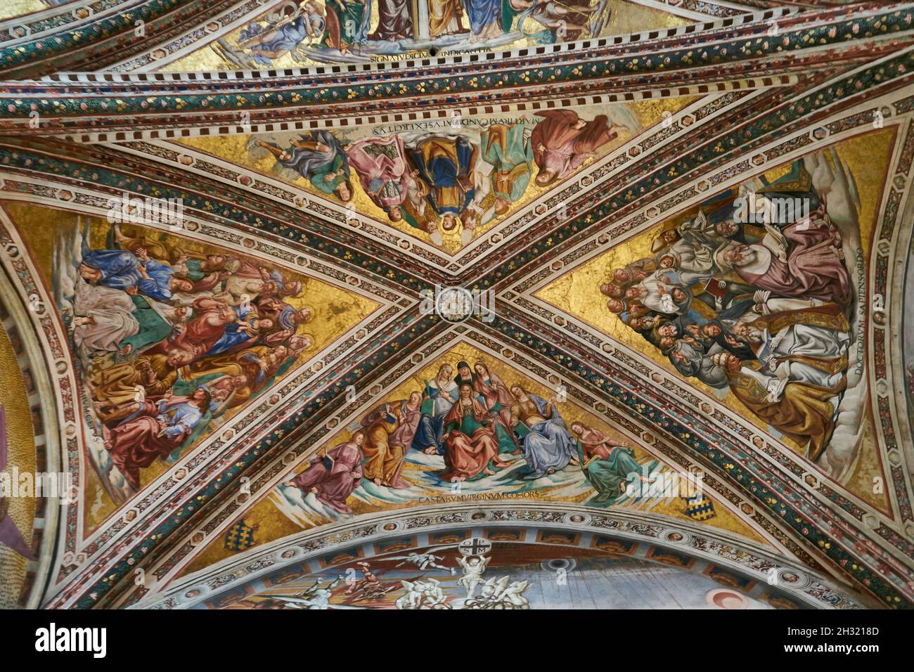 Kreuzgewölbe mit Fresken von fra Angelico und Luca Signorelli, Kapelle San Brizio, Dom von Orvieto, Provinz Terni, Umbri, Italien, Europa Foto Stock