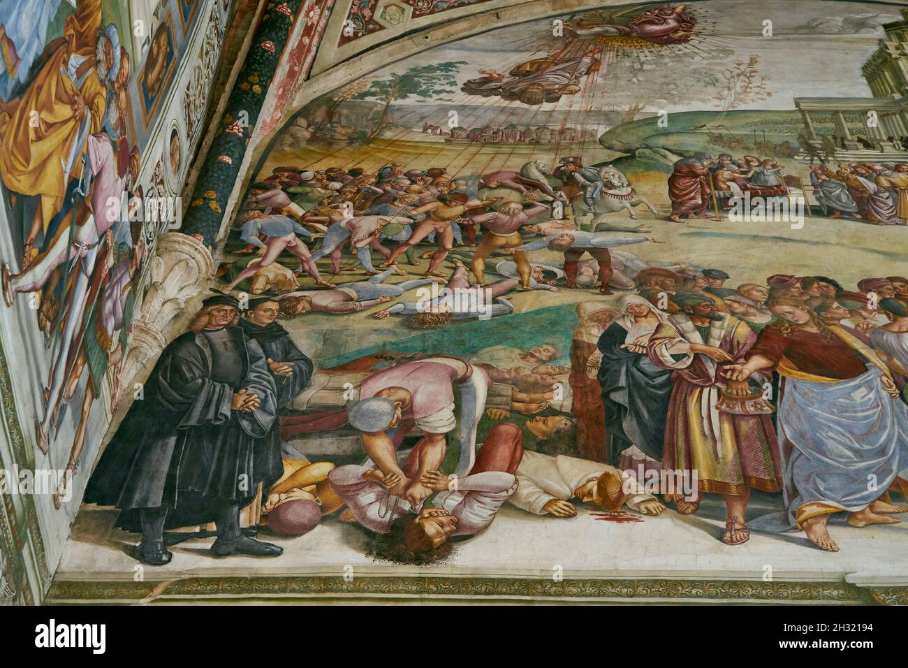 Detail, Die Predigt des Antichristen, Freskenzyklus von Luca Signorelli, Kapelle San Brizio, Dom von Orvieto, Provinz Terni, Umbrien, Italien, Europa Foto Stock