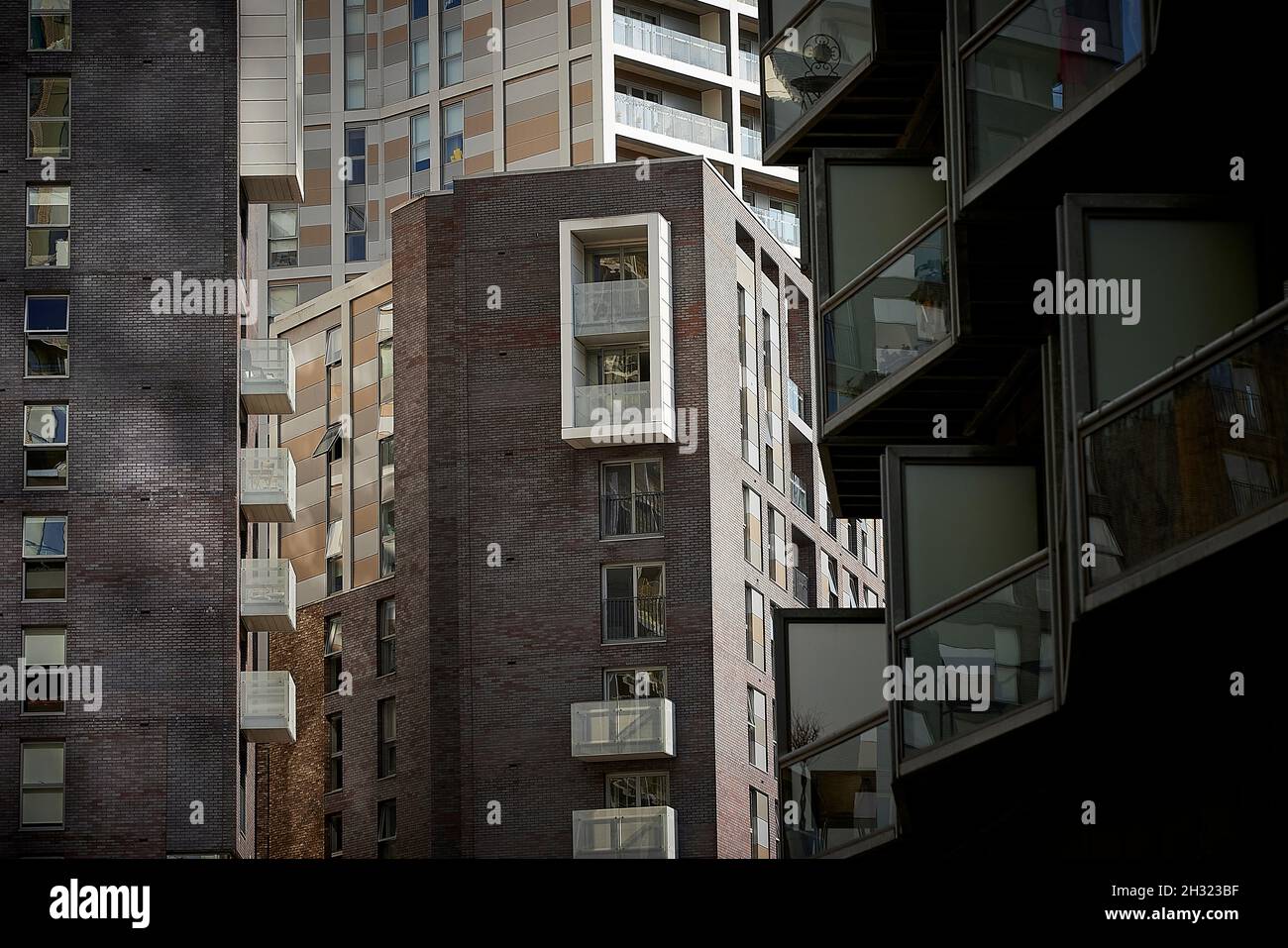 Appartamento balconi nella zona di Greengate di Salford, al confine con il centro di Manchester Foto Stock