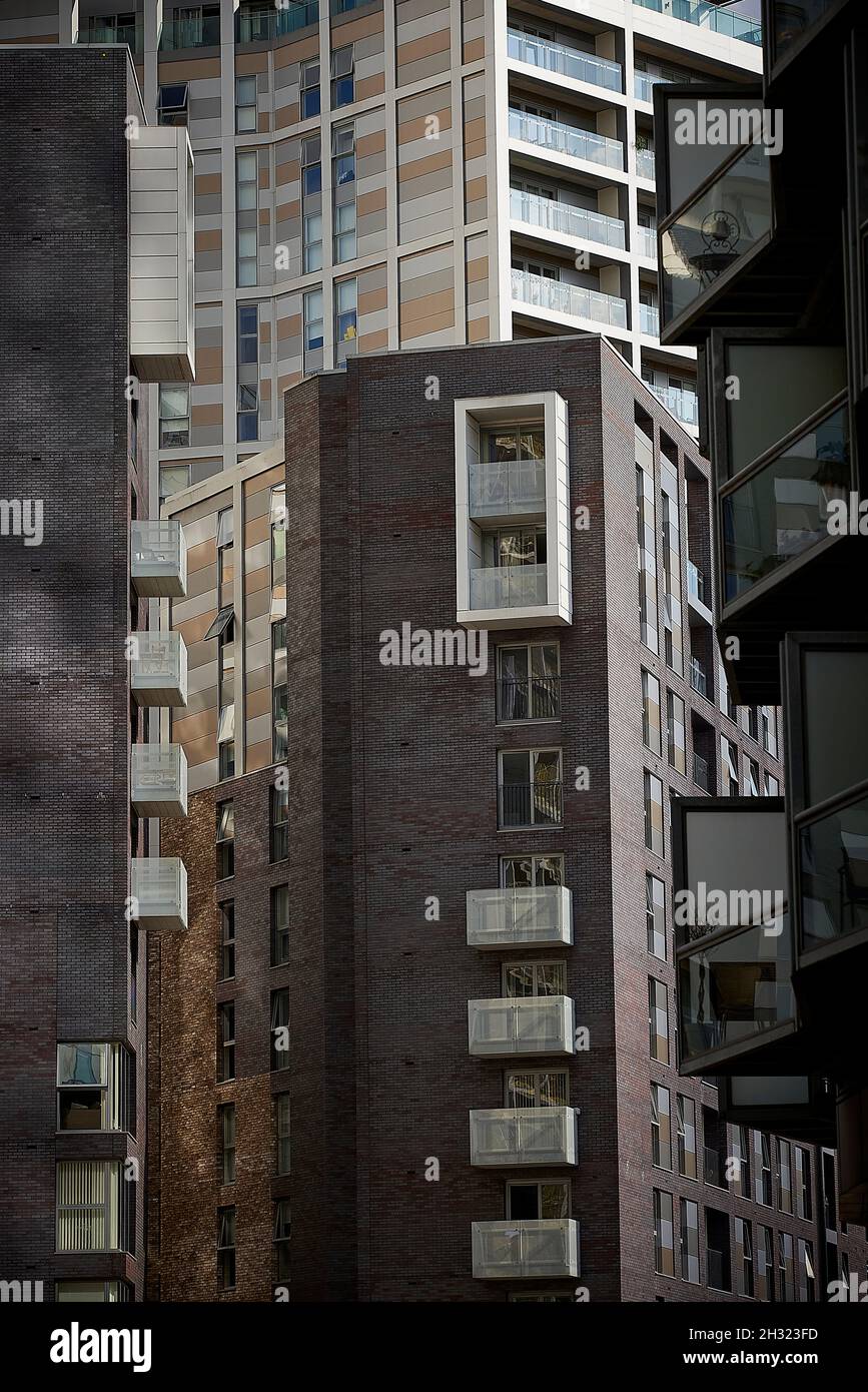 Appartamento balconi nella zona di Greengate di Salford, al confine con il centro di Manchester Foto Stock