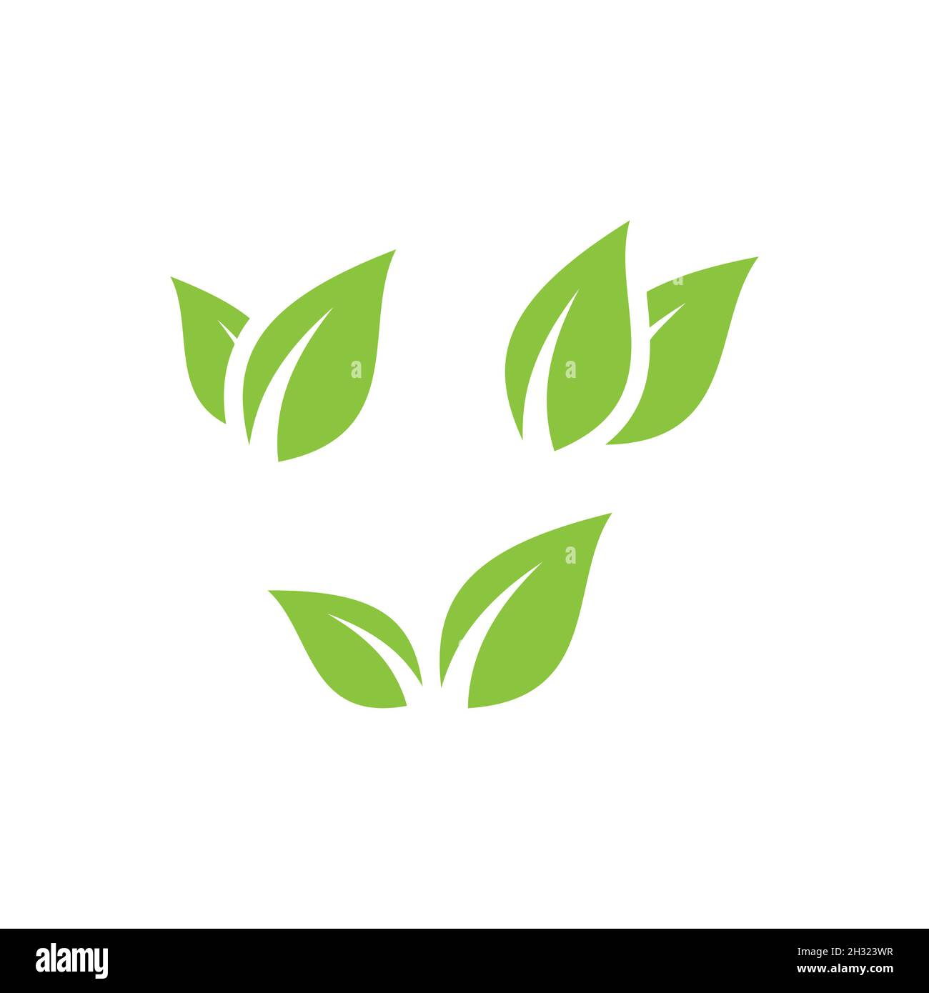 Foglia, lascia l'icona del vettore verde impostata. Simbolo biologico, naturale ed ecologico. Illustrazione Vettoriale