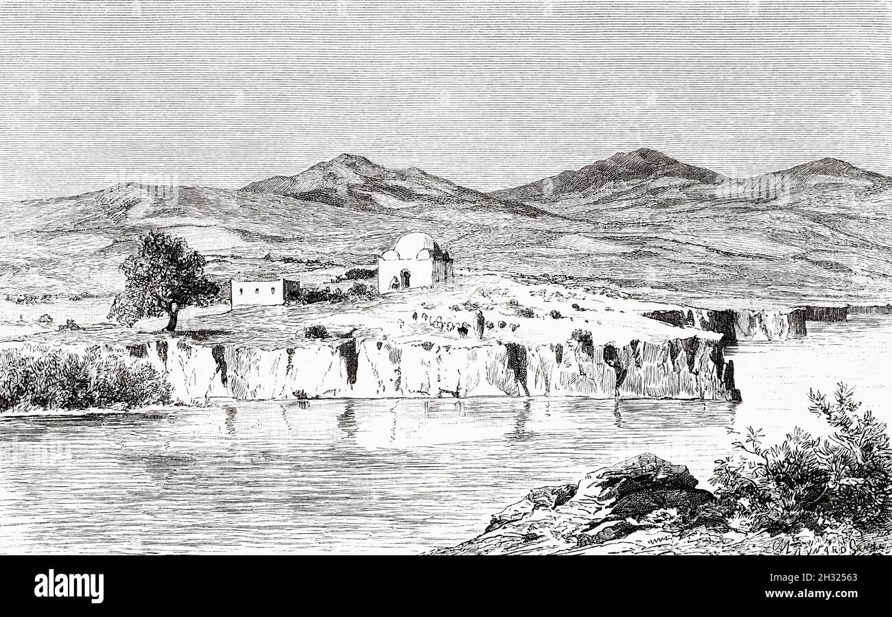 Sidi Bou Medine. Montagne di Traras, Algeria nord-occidentale, Africa. Illustrazione del vecchio 19 ° secolo inciso, sei mesi con la tribù Berber Traras a Oran di Charles de Mauprix, 1888 da le Tour du Monde 1889 Foto Stock