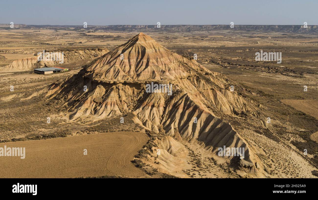 Bardenas Reales paesaggio in Navarra, Spagna Foto Stock