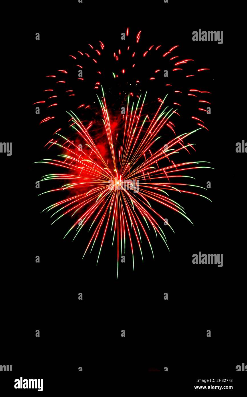 Fuochi d'artificio del 4 luglio. Fotografato in Studio City a Los Angeles in California Foto Stock