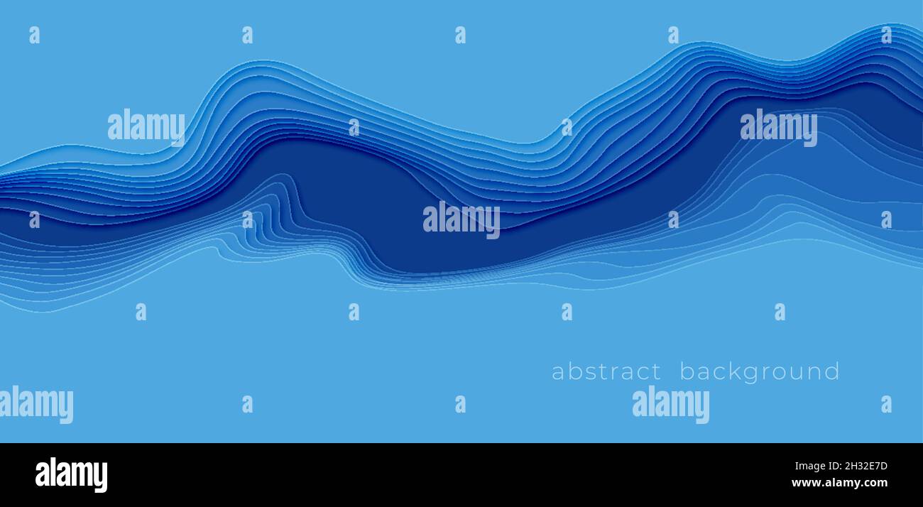 Ritagliare lo stile di disegno della carta sfondo astratto blu. Sfondo blu cartaceo per presentazione, copertina, banner, modello di sito Web. Illustrazione vettoriale Illustrazione Vettoriale