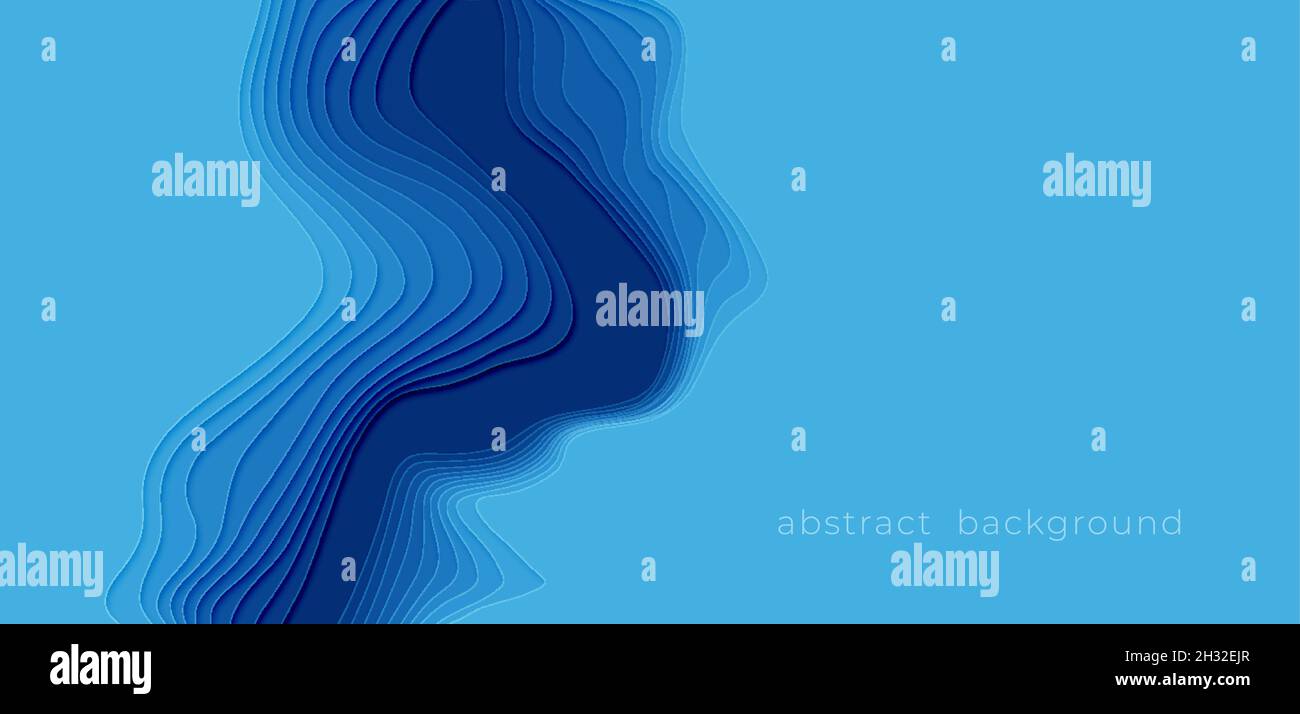 Ritagliare lo stile di disegno della carta sfondo astratto blu. Sfondo blu cartaceo per presentazione, copertina, banner, modello di sito Web. Illustrazione vettoriale Illustrazione Vettoriale