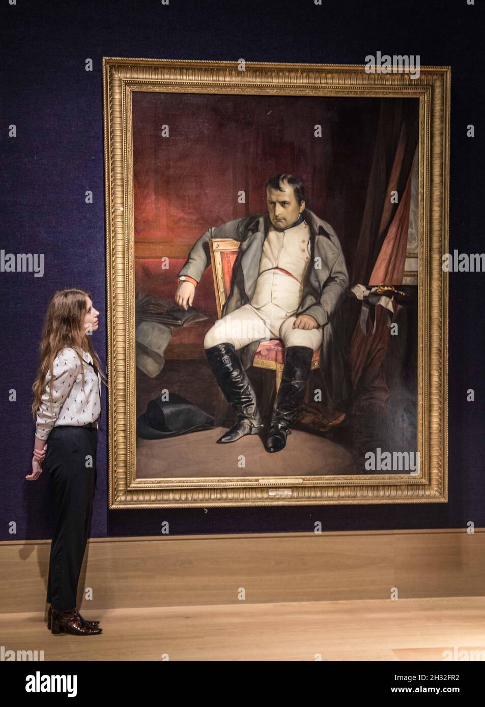 Londra UK 25 Ottobre 2021 Studio di Paul Hippolyte Delaroche (francese, 1797-1856), Napoleone Abdiquant a Fontainebleau. Stima: £40,000 - 60,000. Paul Quezada-Neiman/Alamy Live News Foto Stock