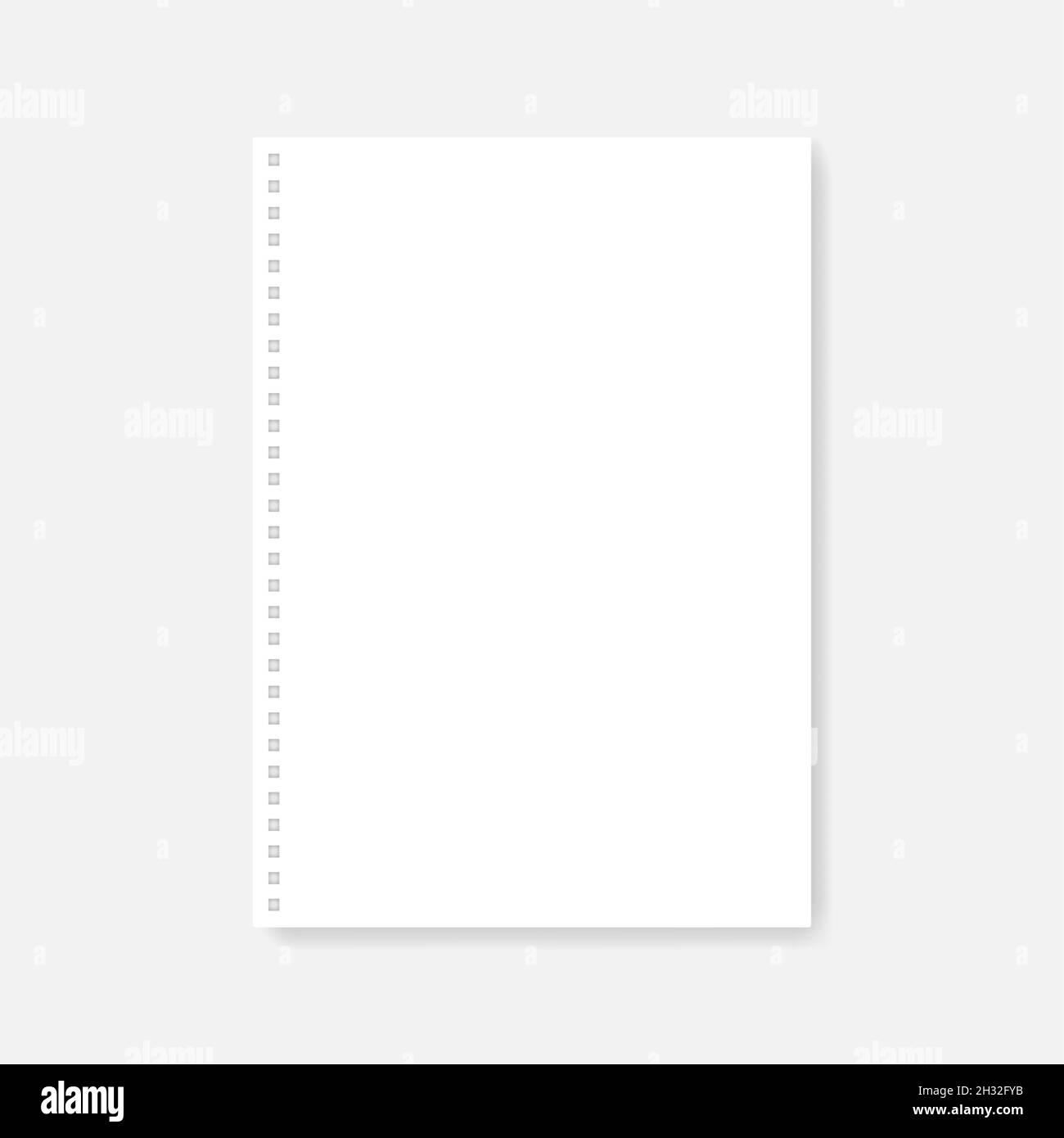 Foglio di carta bianco perforato a foro quadrato per rilegatore ad anelli. Modello vettoriale per la progettazione Immagine e Vettoriale - Alamy