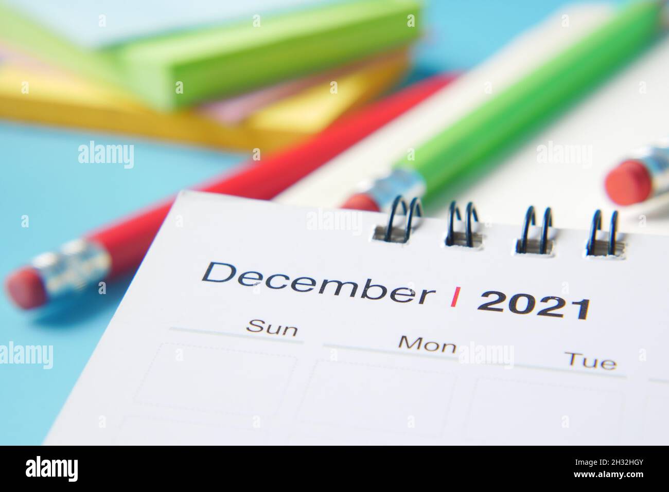 Dettaglio di un calendario con un mese di dicembre Foto Stock