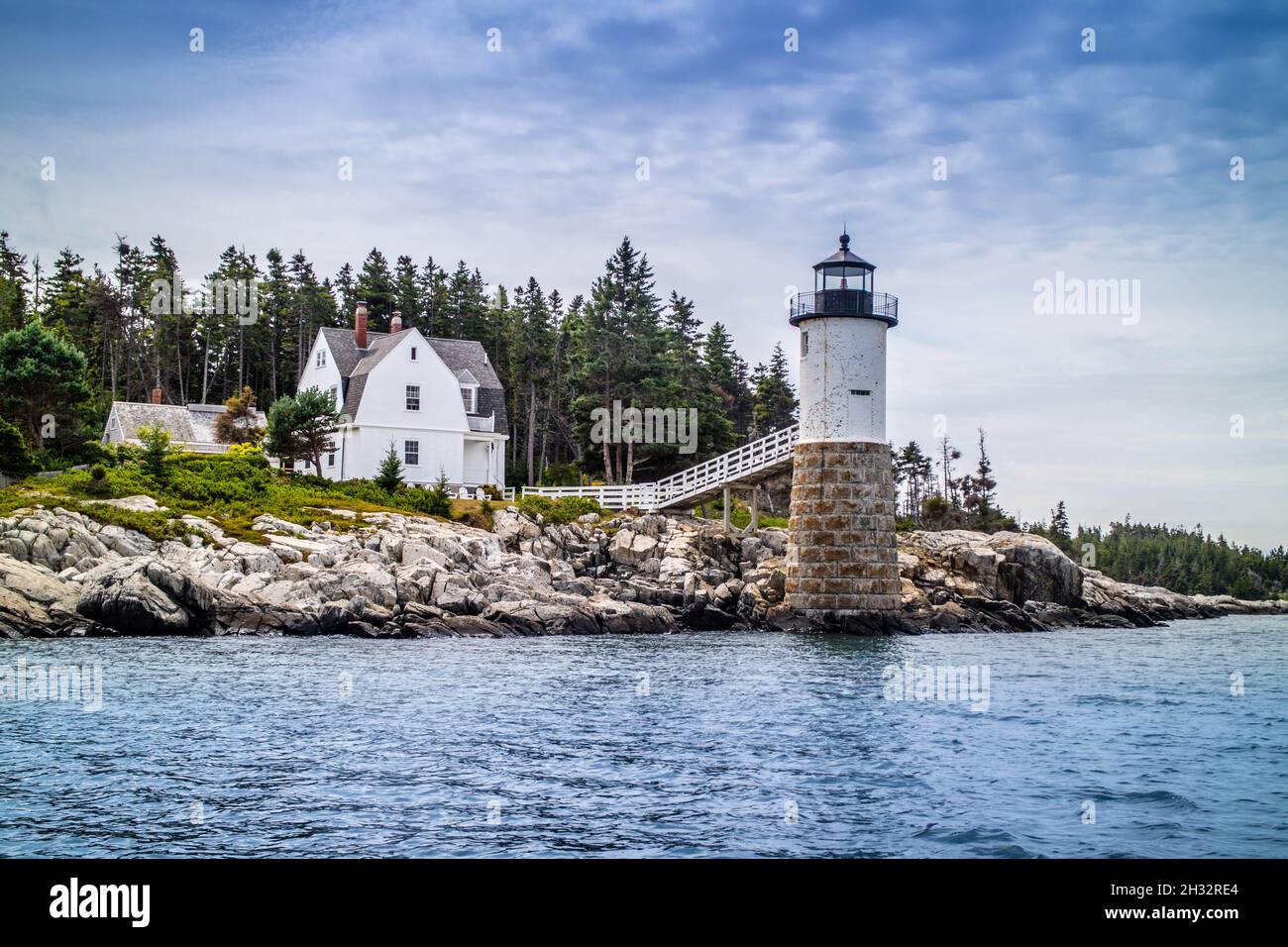La bellezza della stazione di luce, l'isola au Haut Light House nel porto di anatra Foto Stock