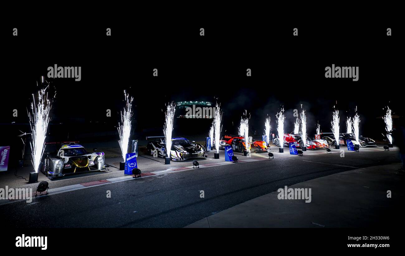 Ambiance durante la cerimonia di premiazione della European le Mans Series 2021, il 24 ottobre 2021 sul circuito Internazionale di Algarve, a Portimao, Portogallo - Foto: Paulo Maria/DPPI/LiveMedia Foto Stock