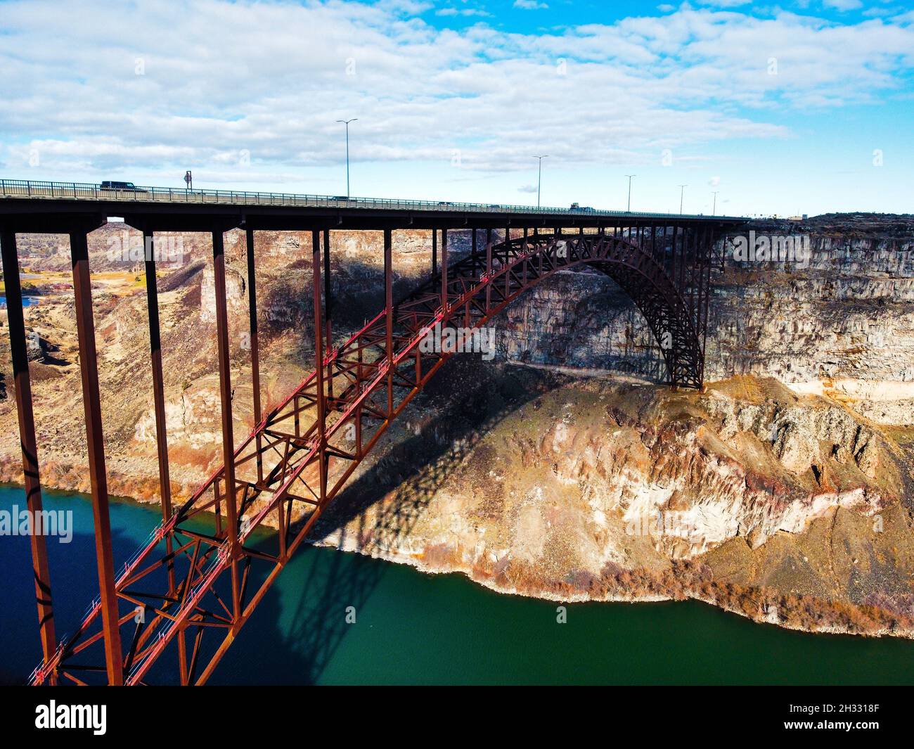 Lungo ponte Perrine sul Canyon del fiume Snake a Twin Falls, Idaho Foto Stock