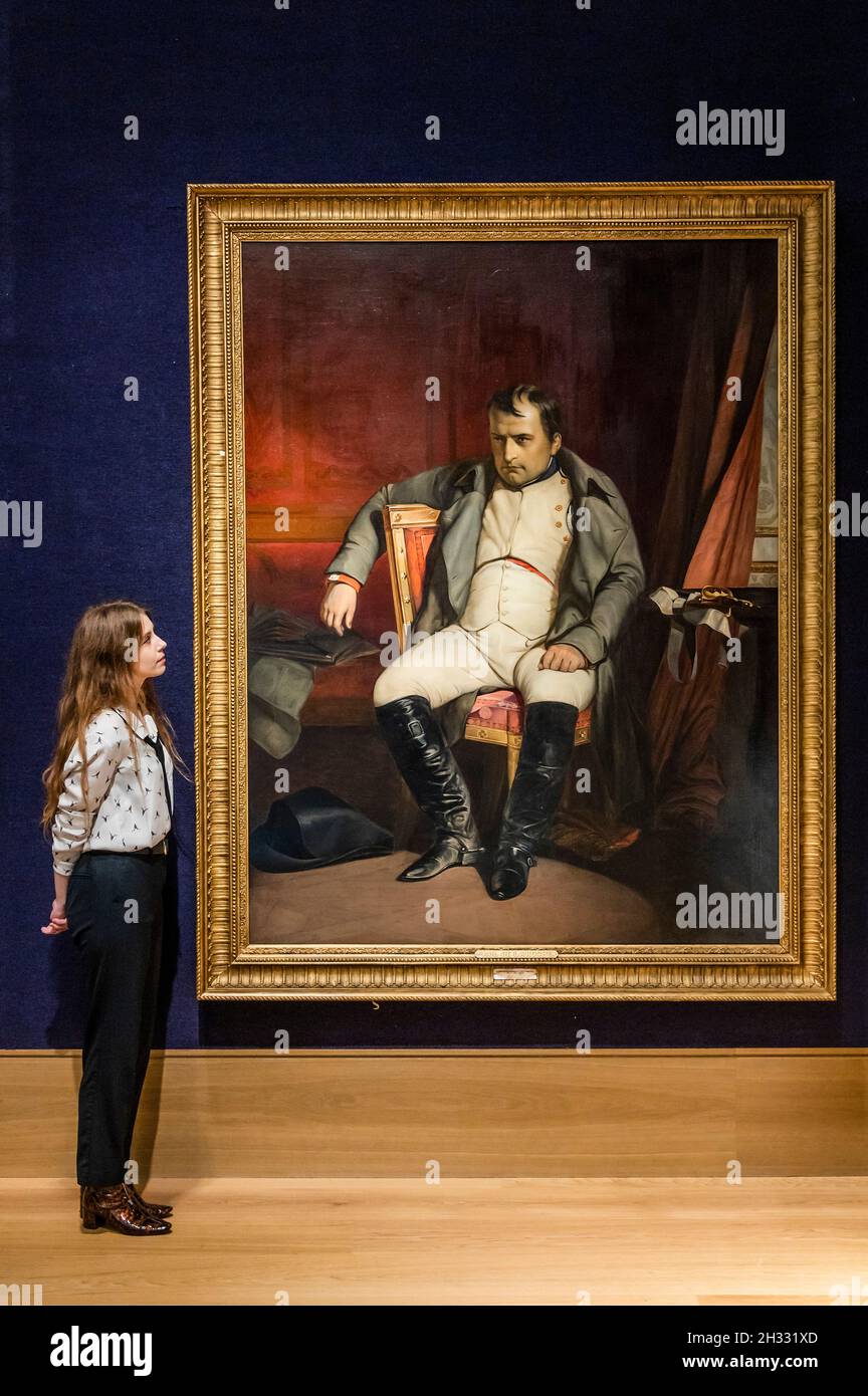 Londra, Regno Unito. 25 ottobre 2021. Studio di Paul Hippolyte Delaroche, Napoleone Abdiquant a Fontainebleau, stima: £40,000 - 60,000 - Anteprima del Napoleone Bonaparte: La vendita britannica a Bonhams New Bond Street, Londra. La vendita è il 27 ottobre. Londra, Regno Unito. 25 Ott 2021. Credit: Guy Bell/Alamy Live News Foto Stock