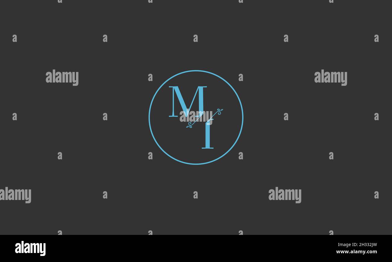 DESIGN DEL LOGO DI LETTERE MI CON EFFETTO SPAZIO NEGATIVO PER L'USO CON ILLUSTRAZIONI Illustrazione Vettoriale