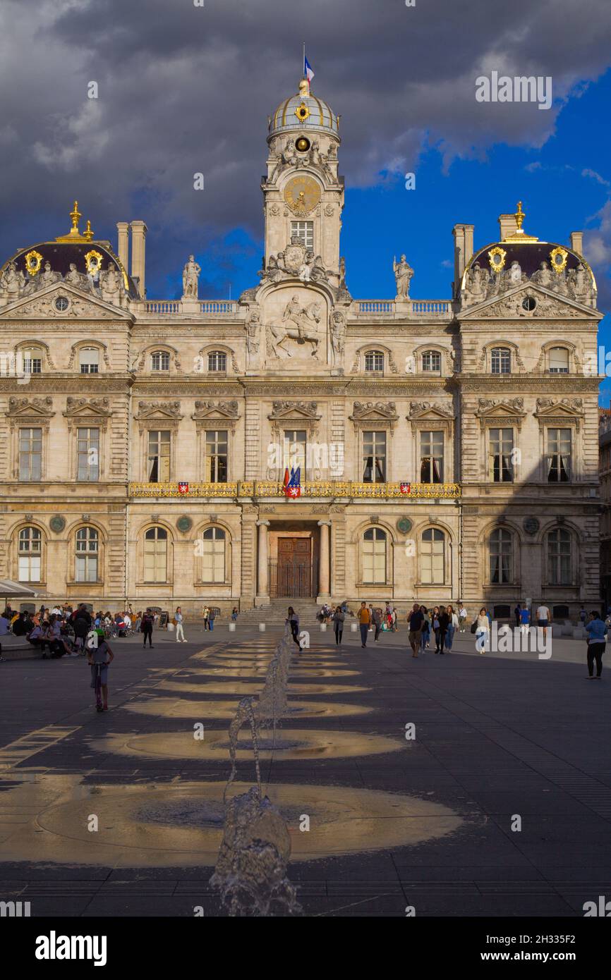 Francia, Lione, Municipio, Hotel de ville, Place des Terreaux, Foto Stock