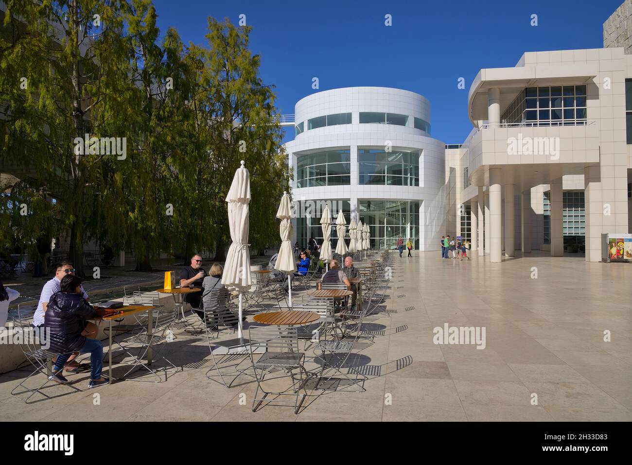 L'incredibile Getty Center nelle montagne di Santa Monica si affaccia su Los Angeles, Brentwood, California Foto Stock